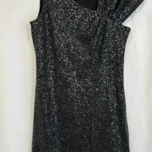 Seamline Cynthia Steffe Dress Women's Size 6 Black Asymmetrical Sequin Cocktail
